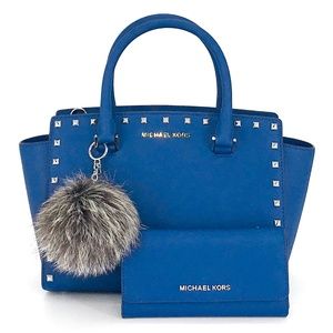 3PCS Michael Kors Selma Stud Satchel Wallet Charms